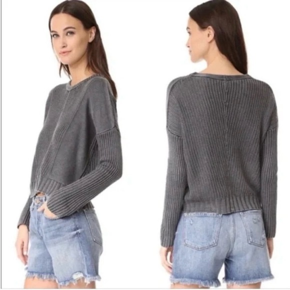 Rails Elsa Knit Sweater Vintage Black Gray Cropped Size Small Slouchy Oversized - Picture 1 of 10